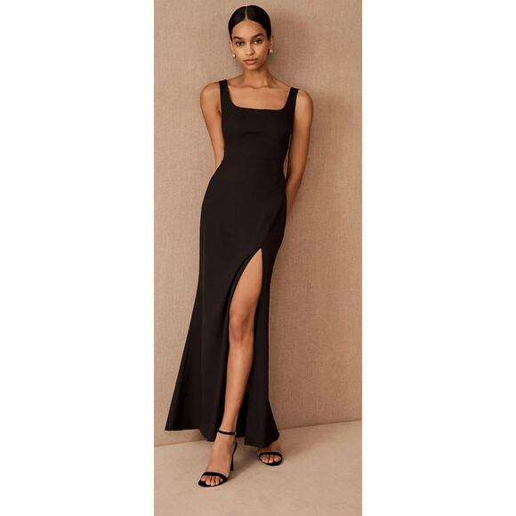 BHLDN Adena Black Square Neckline Maxi Dress - Picture 1 of 6